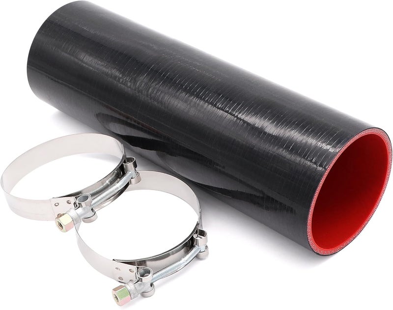 Fuzbaxy 3.5" ID Straight Silicone Hose Coupler, High Temp 4-Ply Reinforced with Stainless Steel T-Clamps - Image 1